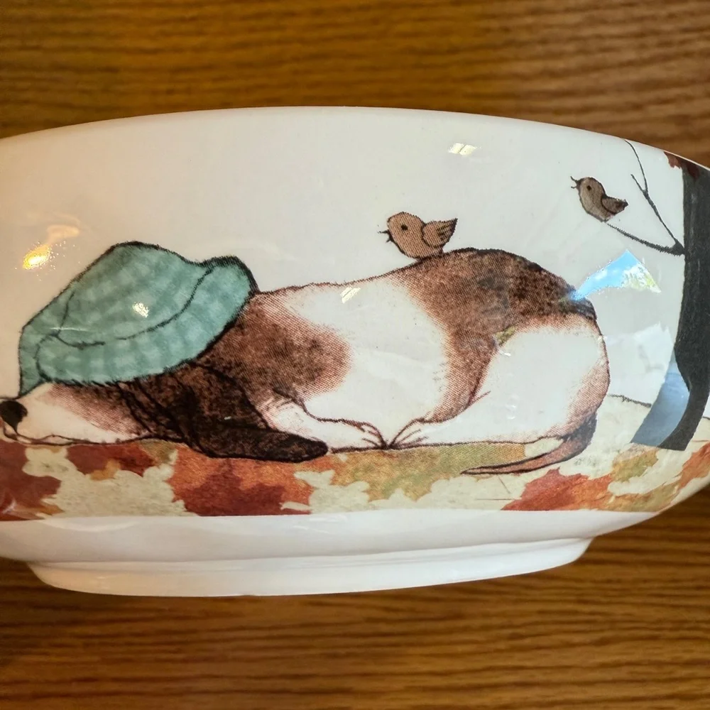 Dogs Dogs Dogs Pier 1 Imports Ironstone Ceramic Bowl Poodle Winer Dog Bull dog